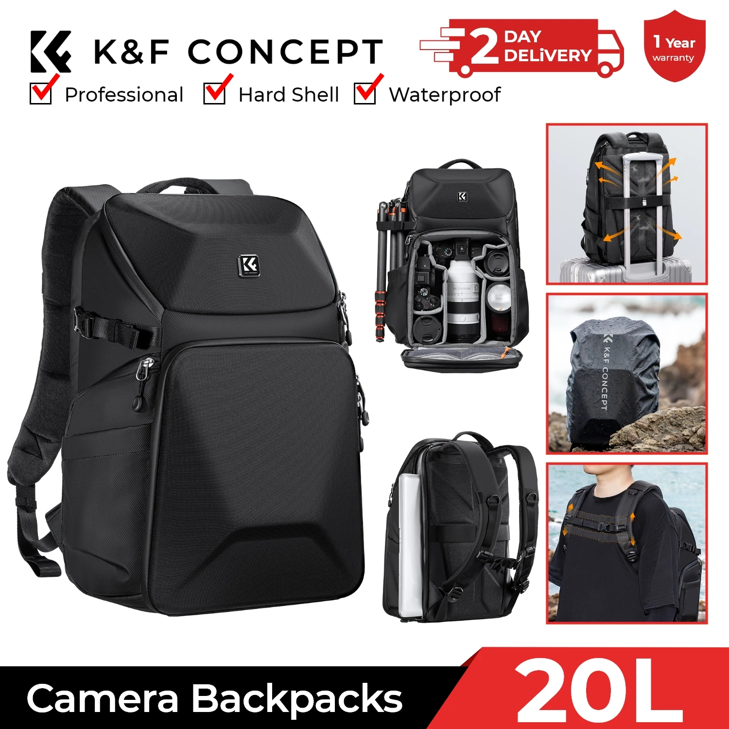K&F CONCEPT 20L Camera Backpac - огляд і ціна Laptop Backpack 15.6