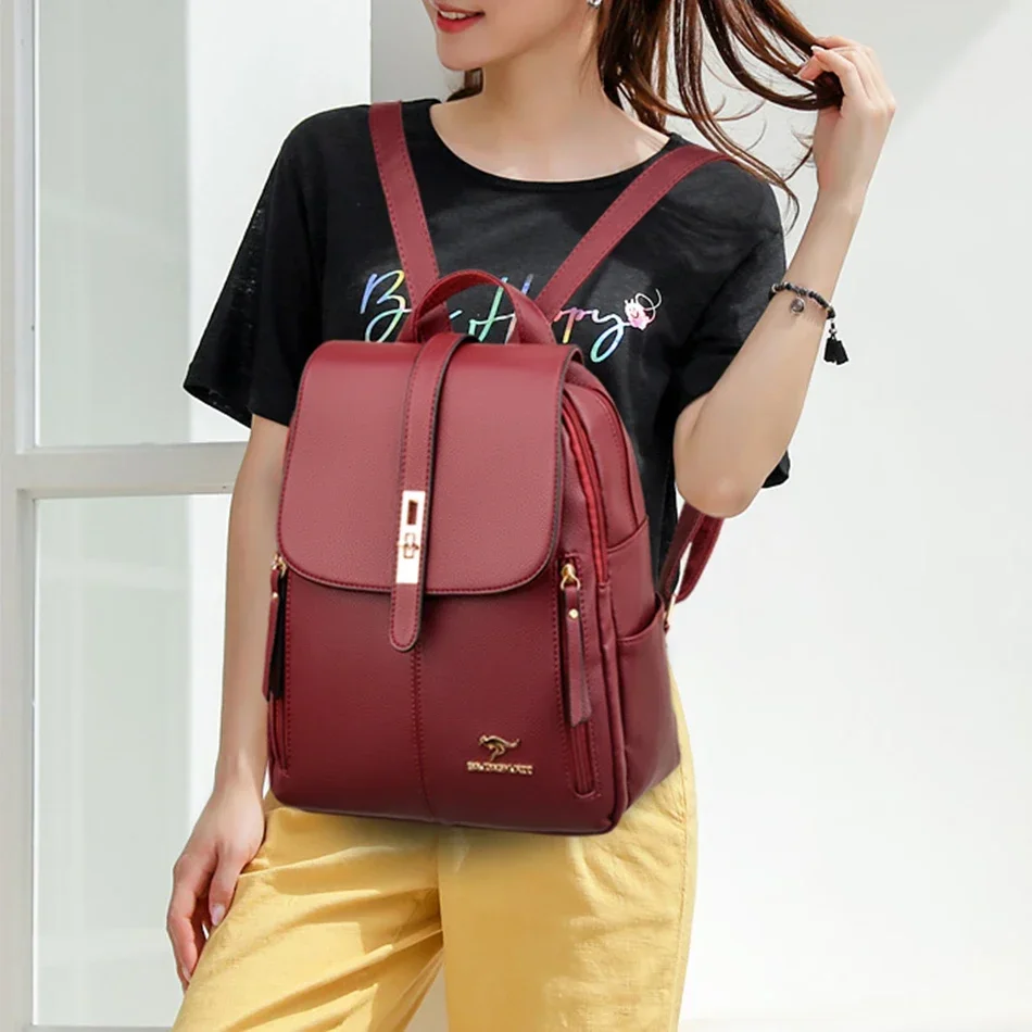 Women Leather Large Capacity B - огляд і ціна Leather Backpack Vintage